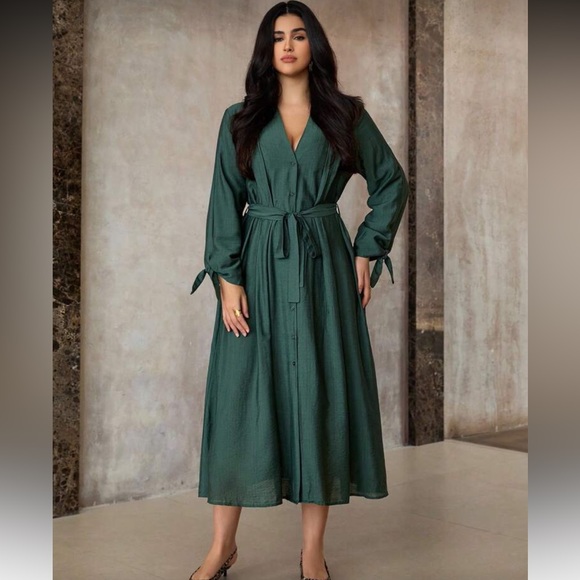 Shein Green Button-Up Dress Size 1X - Picture 3 of 11